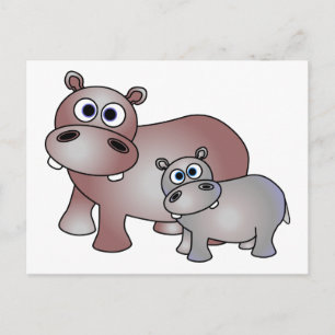Cute Hippos Mom and Baby Postcard