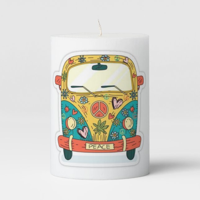 Cute hippy bus candle (Front)