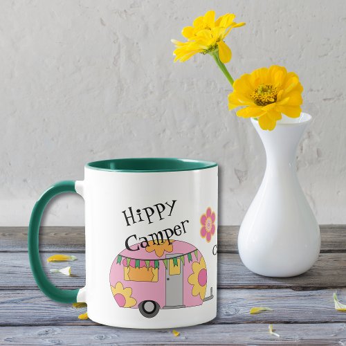 Cute Hippy Camper Personalized Mug