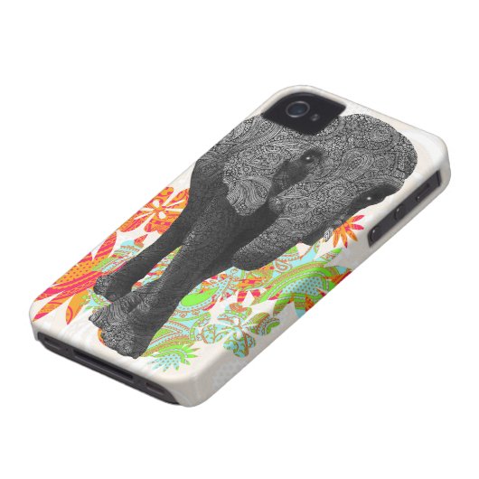 Cute Hippy Elephant Case-Mate iPhone Case (Bottom)