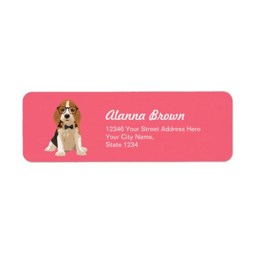 Cute Hipster Beagle Puppy Dog for Dog Lovers Label