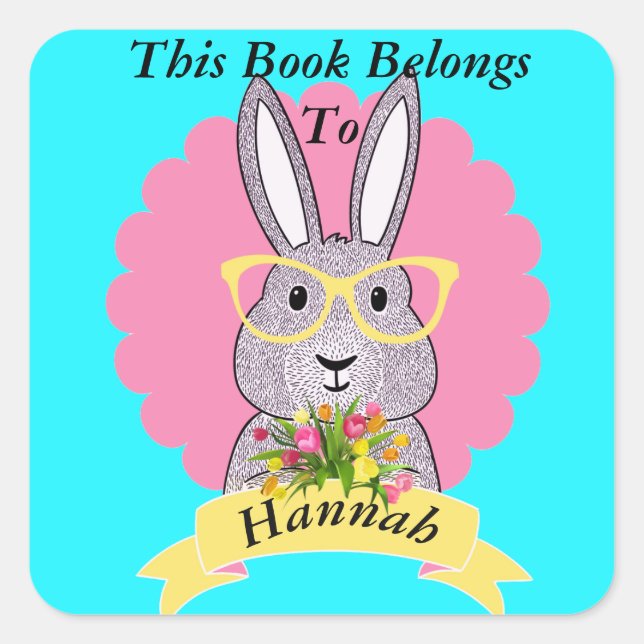 Cute Hipster Bunny with Glasses Book Plate (Front)