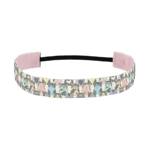 Cute Hipster Cats Pattern Athletic Headband