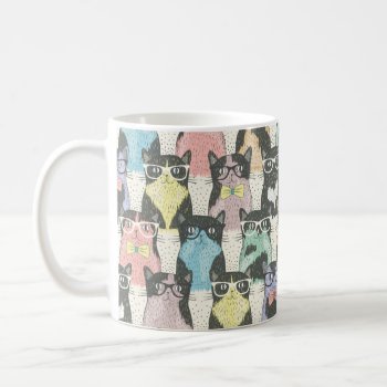 Cute Hipster Cats Pattern Coffee Mug by allpattern at Zazzle