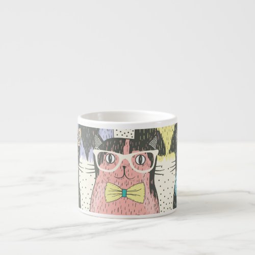 Cute Hipster Cats Pattern Espresso Cup