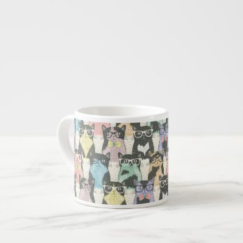 Cute Hipster Cats Pattern Espresso Cup by allpattern at Zazzle