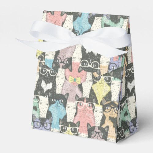 Cute Hipster Cats Pattern Favor Boxes
