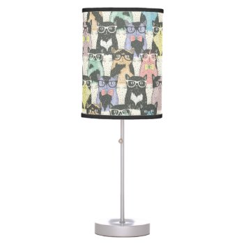 Cute Hipster Cats Pattern Table Lamp by allpattern at Zazzle