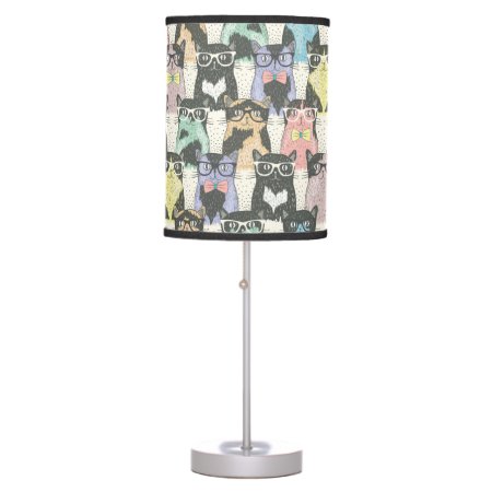 Cute Hipster Cats Pattern Table Lamp