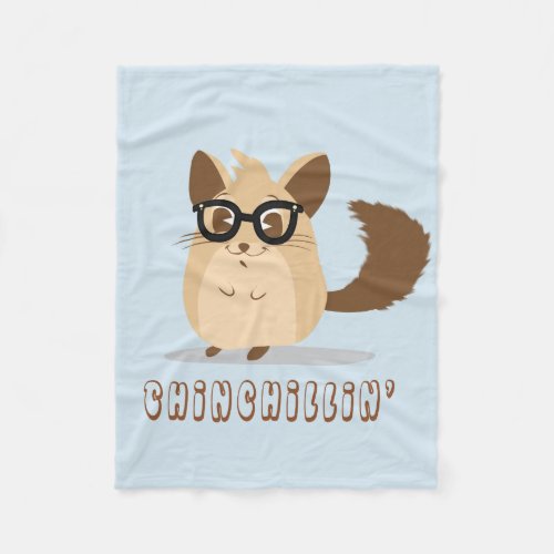 Cute Hipster Chinchilla Fleece Blanket