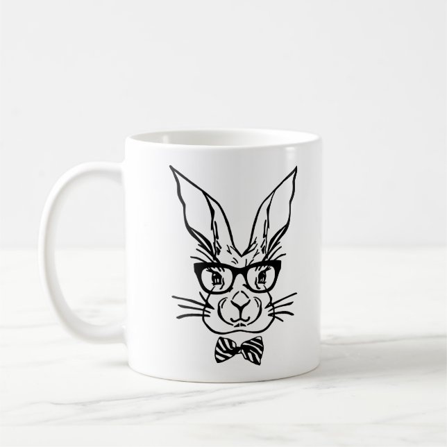 Cute Hipster Easter Bunny Coffee Mug (Left)