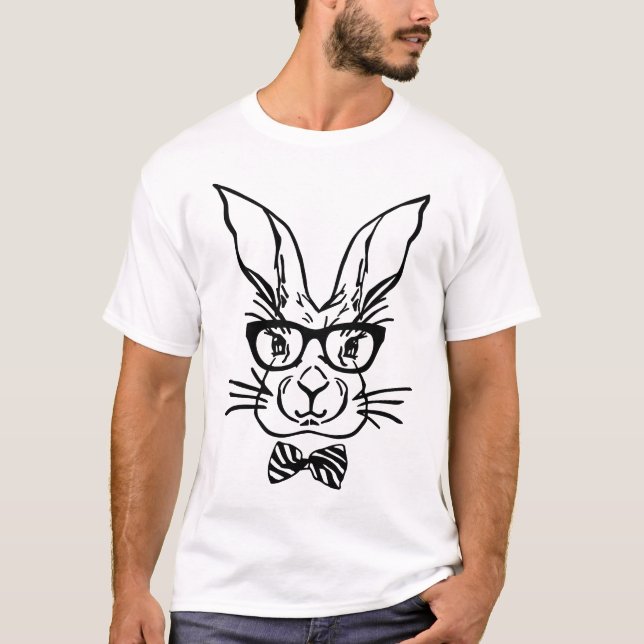 Cute Hipster Easter Bunny T-Shirt (Front)