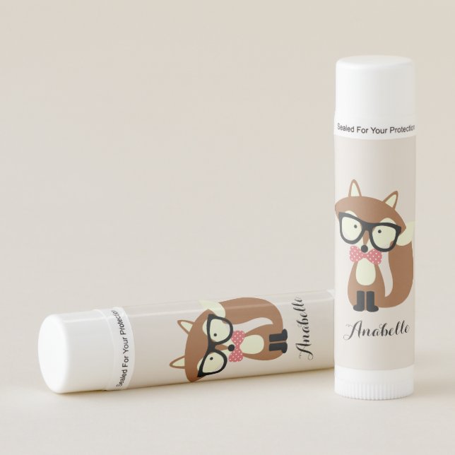 Cute Hipster Fox Lip Balm (Front)