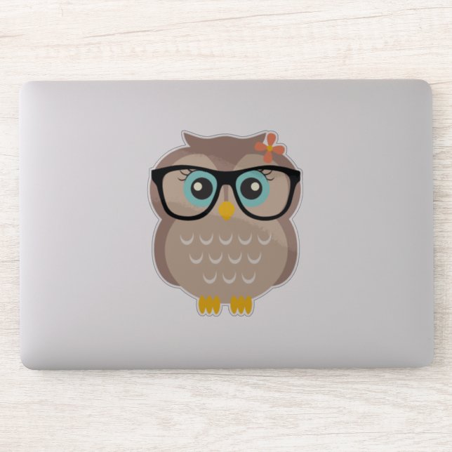 Cute Hipster Girly Owl Sticker (Computer)