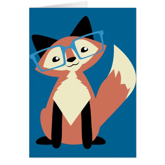 Cute Hipster Glasses Fox Cards (Front)