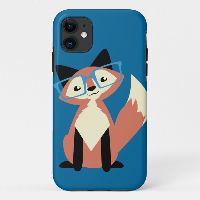 Cute Hipster Glasses Fox Case-Mate iPhone Case (Back)