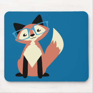 Cute Hipster Glasses Fox Mouse Pad