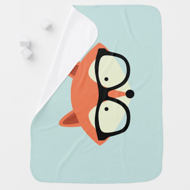 Cute Hipster Red Fox Baby Blanket (In Situ)