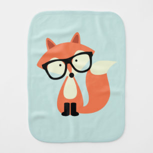 Cute Hipster Red Fox Baby Burp Cloth