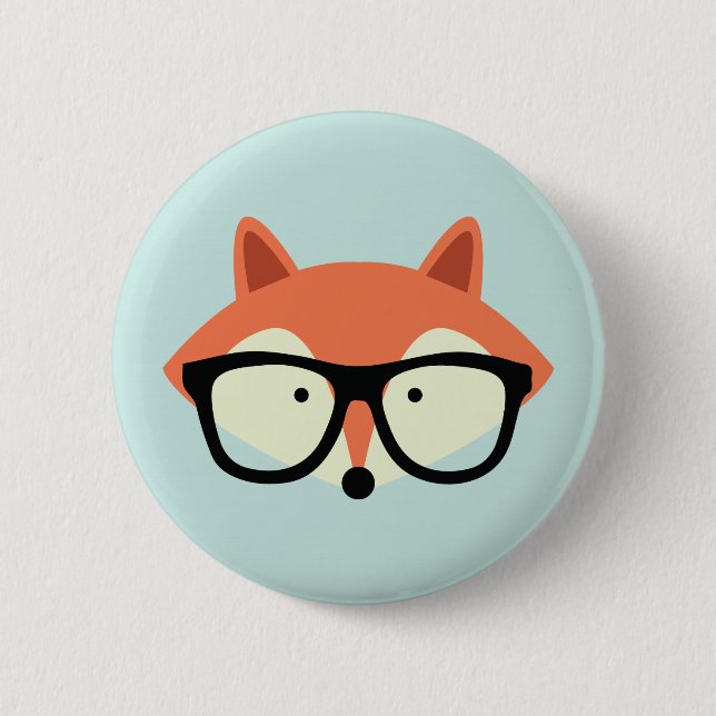 Cute Hipster Red Fox Button (Front)