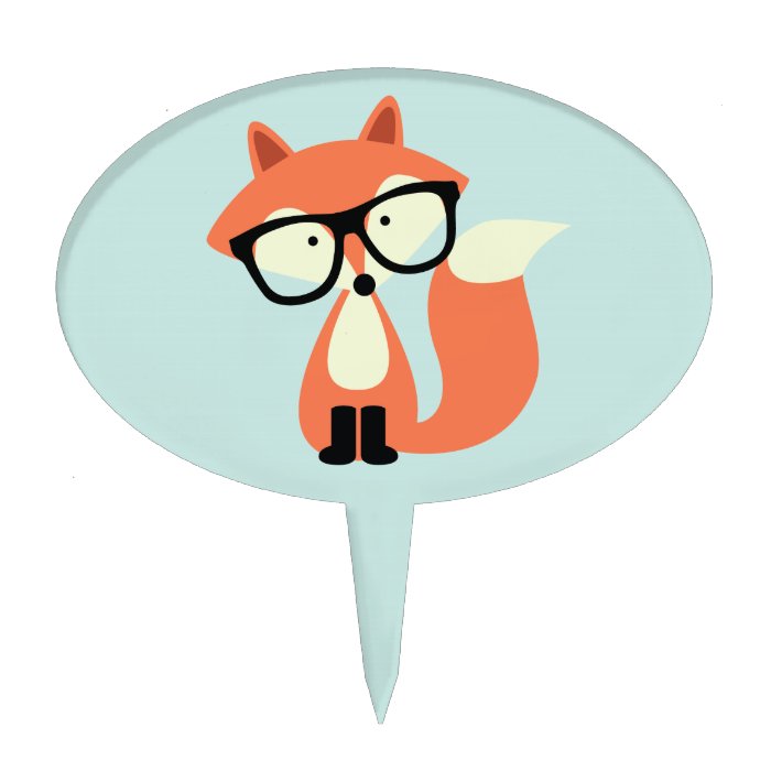 Cute Hipster Red Fox Cake Pick