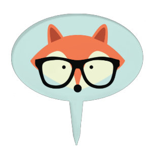 Cute Hipster Red Fox Cake Topper
