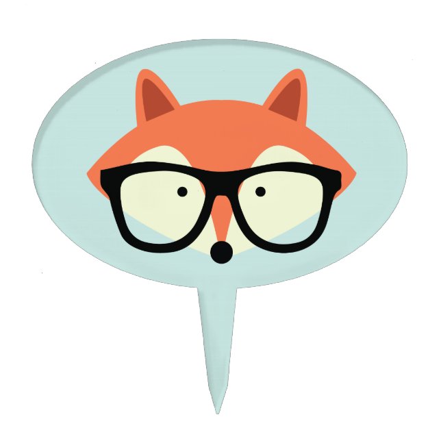 Cute Hipster Red Fox Cake Topper (Front)