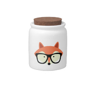 Cute Hipster Red Fox Candy Jar