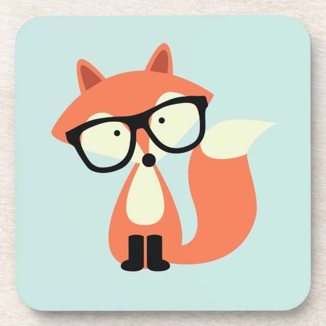 Cute Hipster Red Fox Drink Coaster (Front)