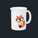Cute Hipster Red Fox Drink Pitcher<br><div class="desc">Adorable vector illustration of a cute little red fox wearing an oversized pair of glasses.</div>