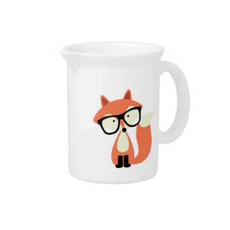 Cute Hipster Red Fox Drink Pitcher