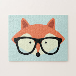 Cute Hipster Red Fox Jigsaw Puzzle