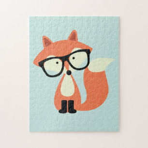 Cute Hipster Red Fox Jigsaw Puzzle