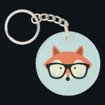 Cute Hipster Red Fox Keychain<br><div class="desc">Adorable vector illustration of a cute little red fox wearing an oversized pair of glasses.</div>