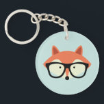 Cute Hipster Red Fox Keychain<br><div class="desc">Adorable vector illustration of a cute little red fox wearing an oversized pair of glasses.</div>
