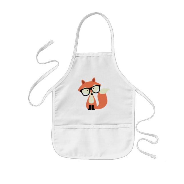 Cute Hipster Red Fox Kids' Apron (Front)
