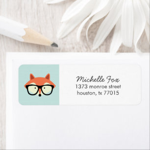 Cute Hipster Red Fox Label