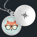 Cute Hipster Red Fox Locket Necklace<br><div class="desc">Adorable vector illustration of a cute little red fox wearing an oversized pair of glasses.</div>