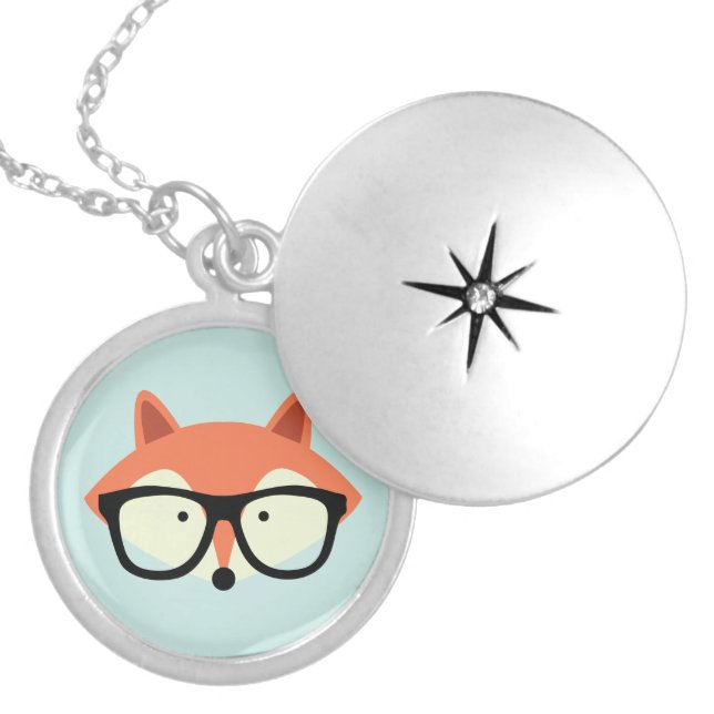 Cute Hipster Red Fox Locket Necklace (Front)
