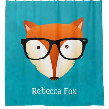 Cute Hipster Red Fox Monogram Name Shower Curtain by ShowerCurtain101 at Zazzle