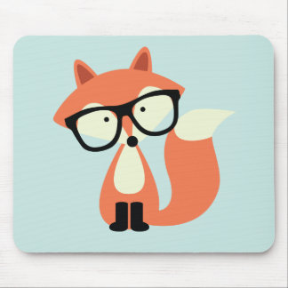 Cute Hipster Red Fox Mouse Pad