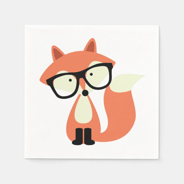 Cute Hipster Red Fox Napkins (Front)