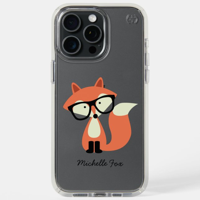 Cute Hipster Red Fox Personalized Speck iPhone Case (Front (Black Titanium))