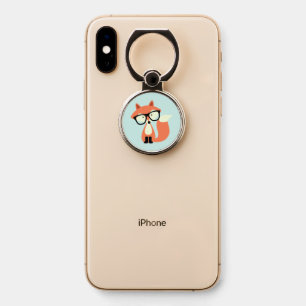 Cute Hipster Red Fox Phone Ring Stand