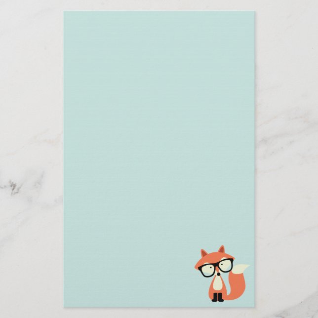 Cute Hipster Red Fox Stationery (Front)