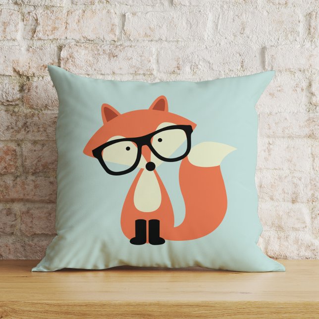 Cute Hipster Red Fox Throw Pillow (Creator Uploaded)
