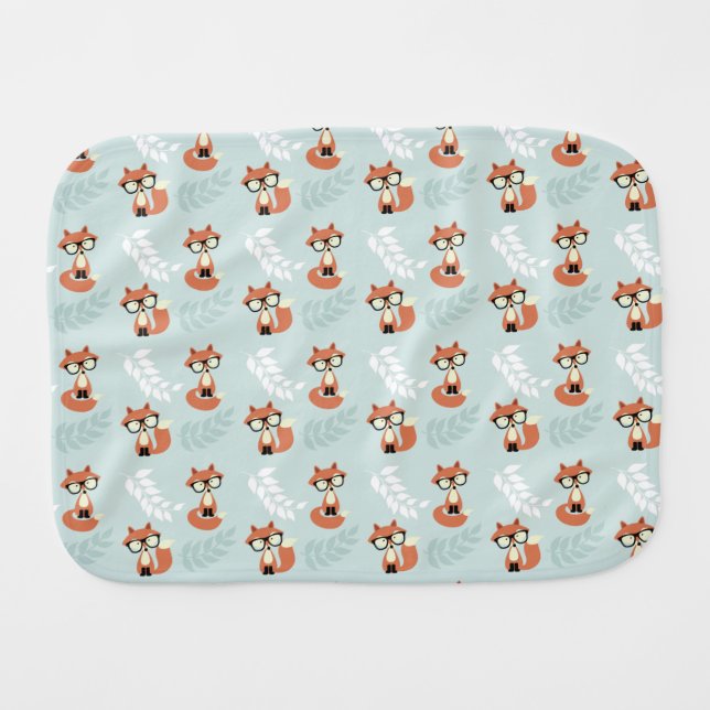 Cute Hipster Red Foxes Pattern Burp Cloth (Front Horizontal)