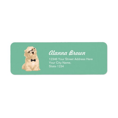 Cute Hipster Reddish Havanese Puppy for Dog Lovers Label