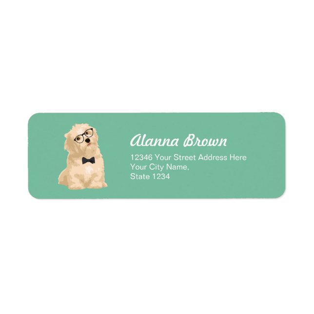 Cute Hipster Reddish Havanese Puppy for Dog Lovers Label (Front)