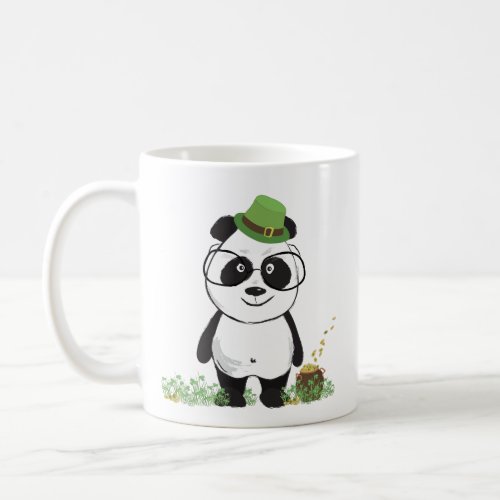Cute Hipster St Patricks Day Panda Bear Drawing Coffee Mug